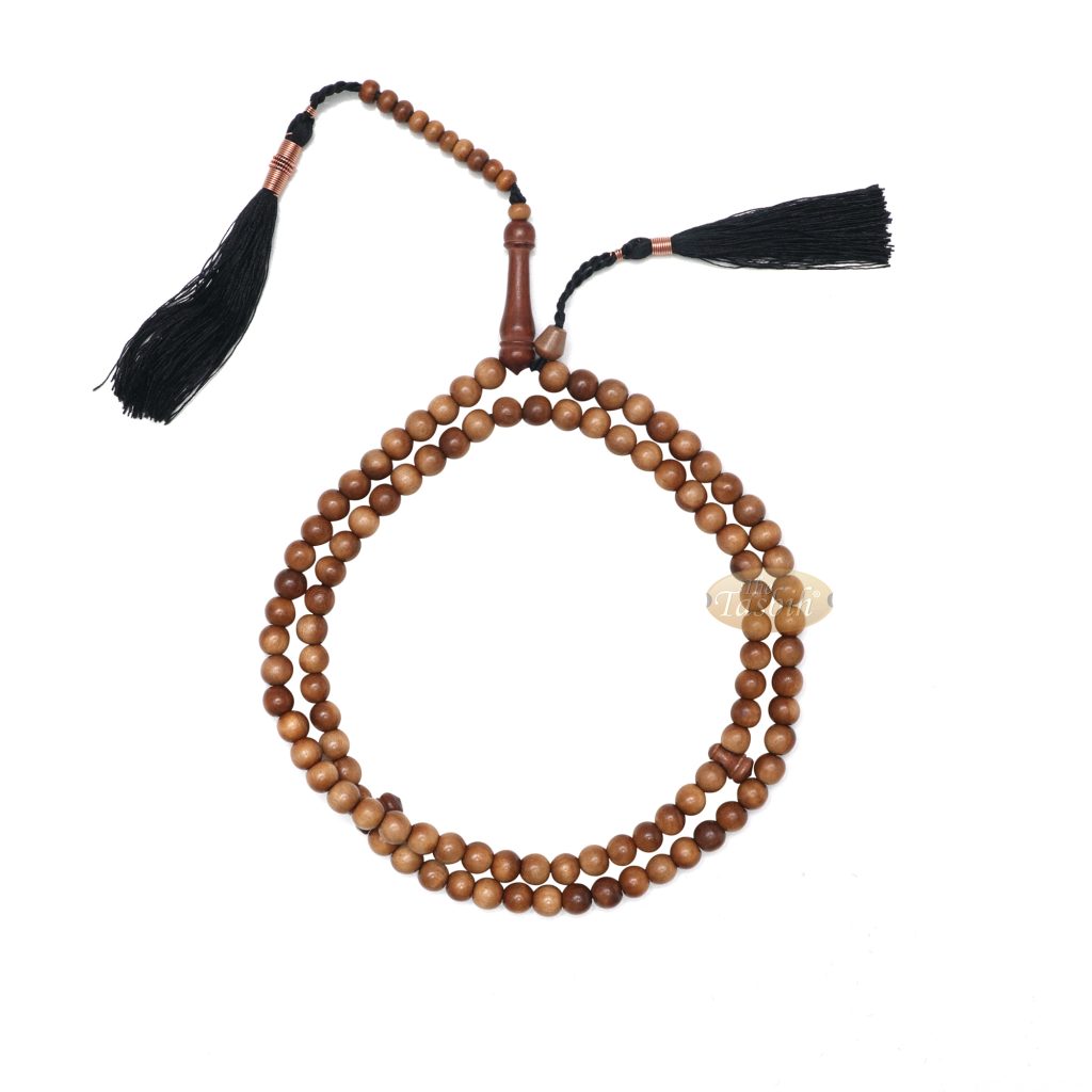 Indonesian Stigi Ironwood tasbih with black copper tassels.